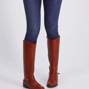 ON 34th Firesse Brown Leather Knee High Side Zip Riding Boots Size 7 NWT